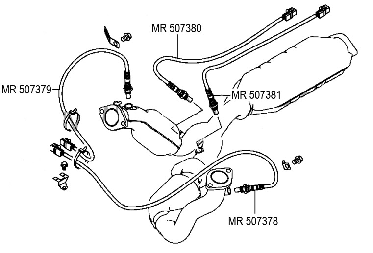 Umístění snímače okruhu výfukových plynů na Mitsubishi Montero Sport