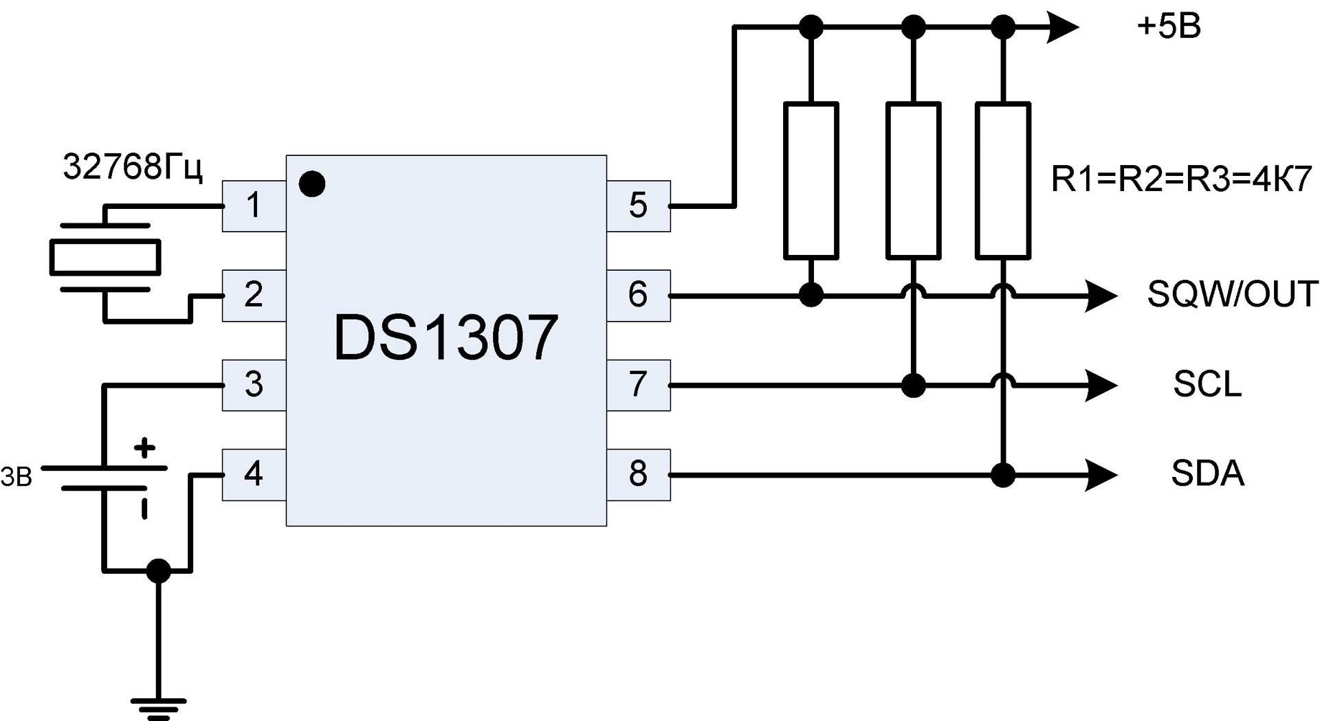 Ds1307 схема включения