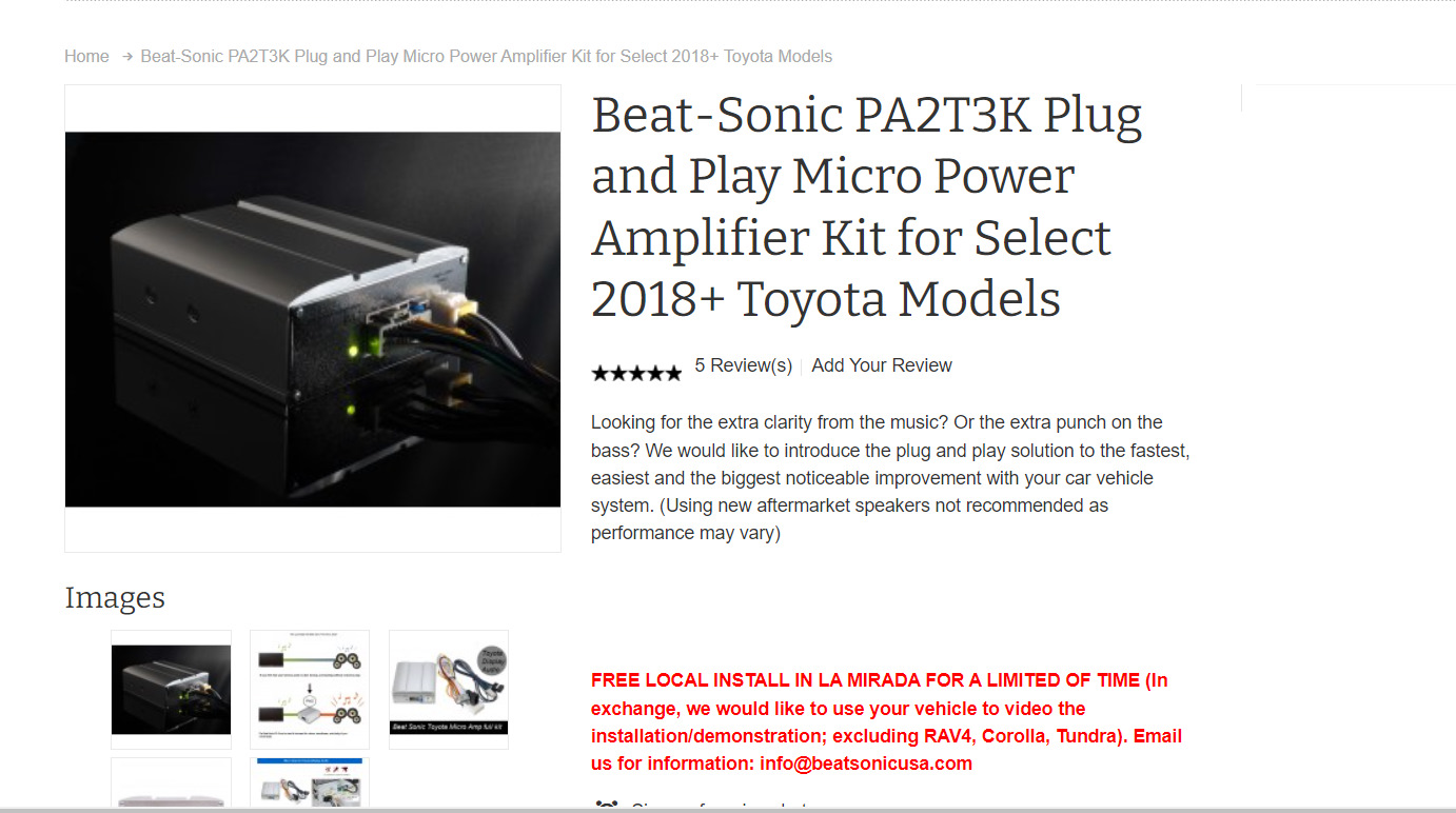 Усилитель мощность Beat-sonic — Toyota RAV4 (5G), 2,5 л, 2020 года ...