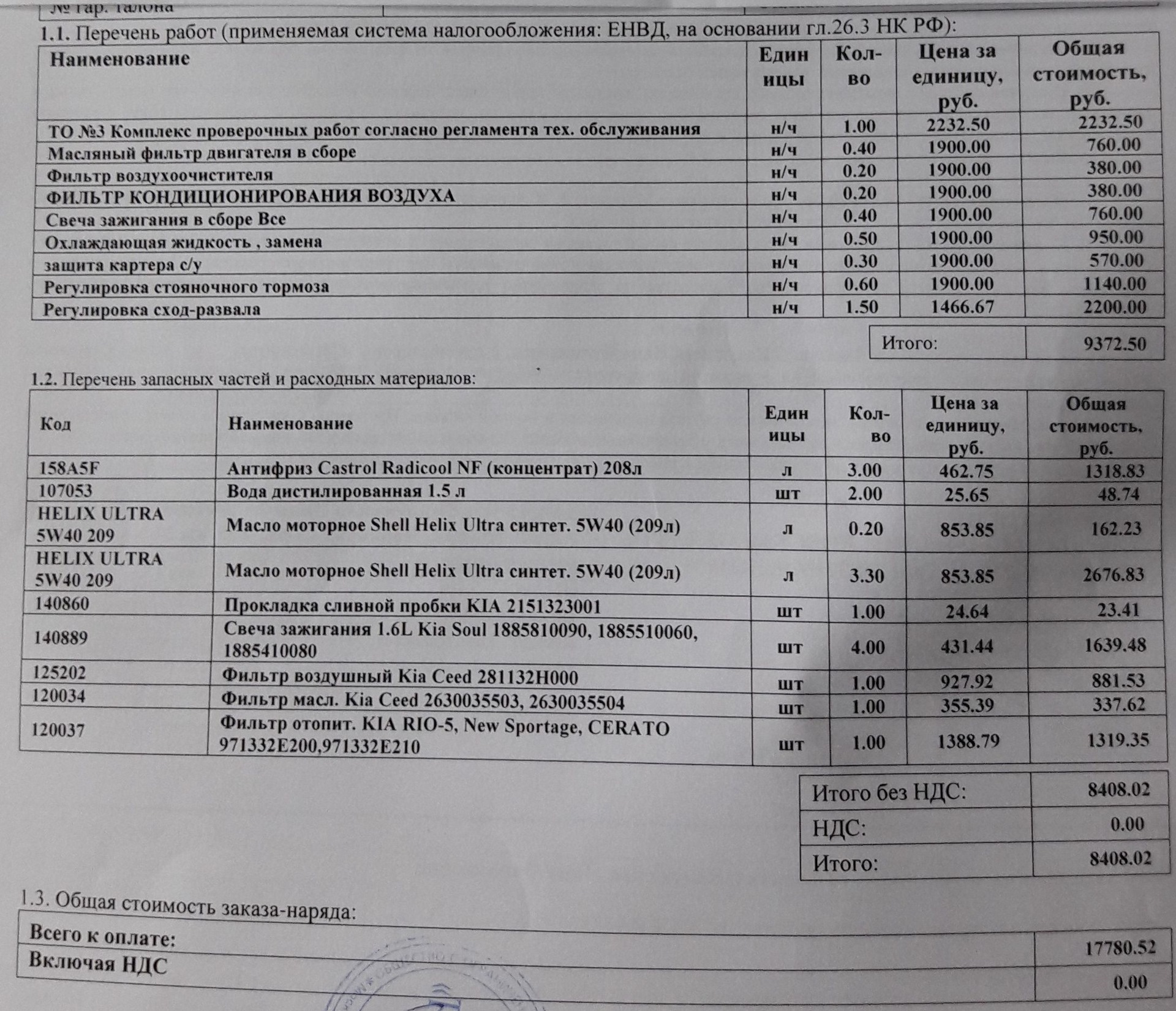 Список запчастей