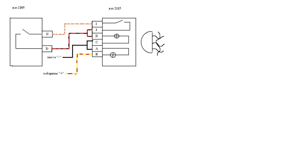 Схема кнопки противотуманных фар ваз 2115
