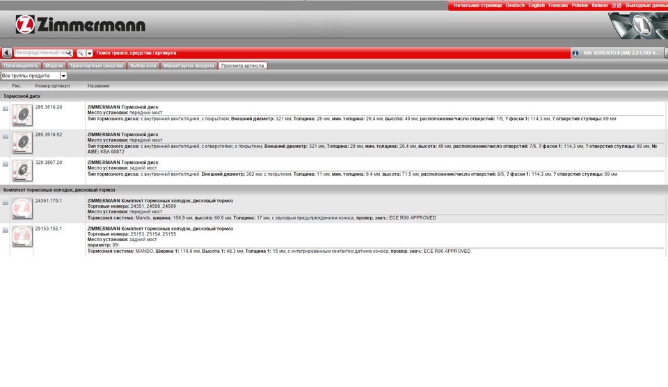 Номера — KIA Sorento (2G). Запчасти на фото: Q0020