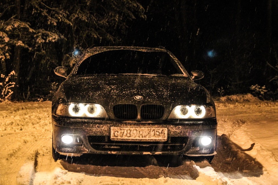 BMW зима фары ночь