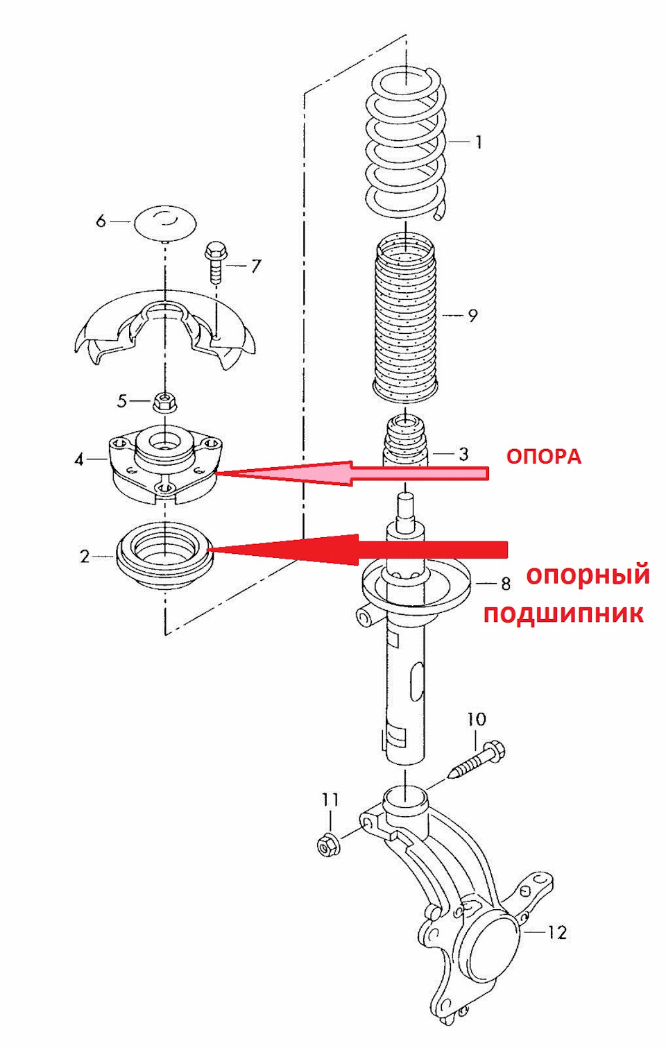 Схема установки опорного подшипника