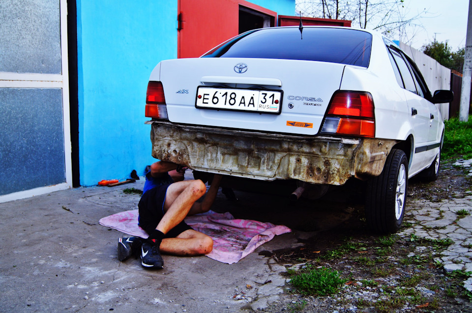 Обработка кузова пушсалом и мовилью — Toyota Corsa (5G), 1,5 л, 1996 ...
