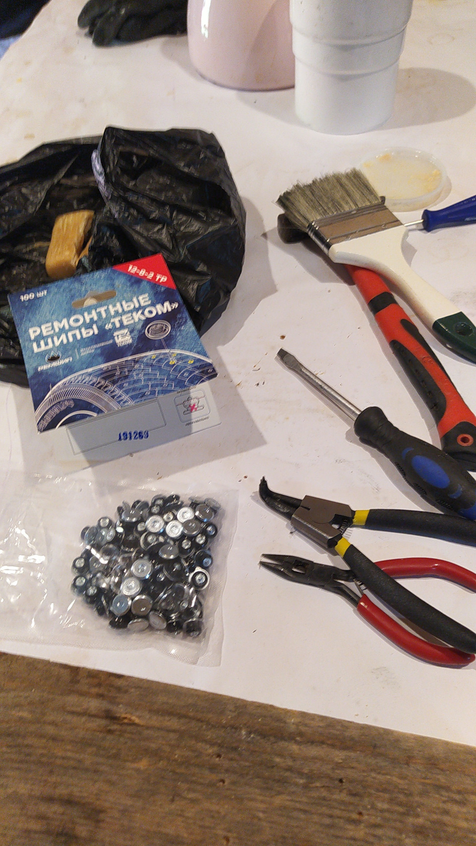 Собственноручная дошиповка зимних шин. — Lada Калина 2 универсал, 1,6 л ...