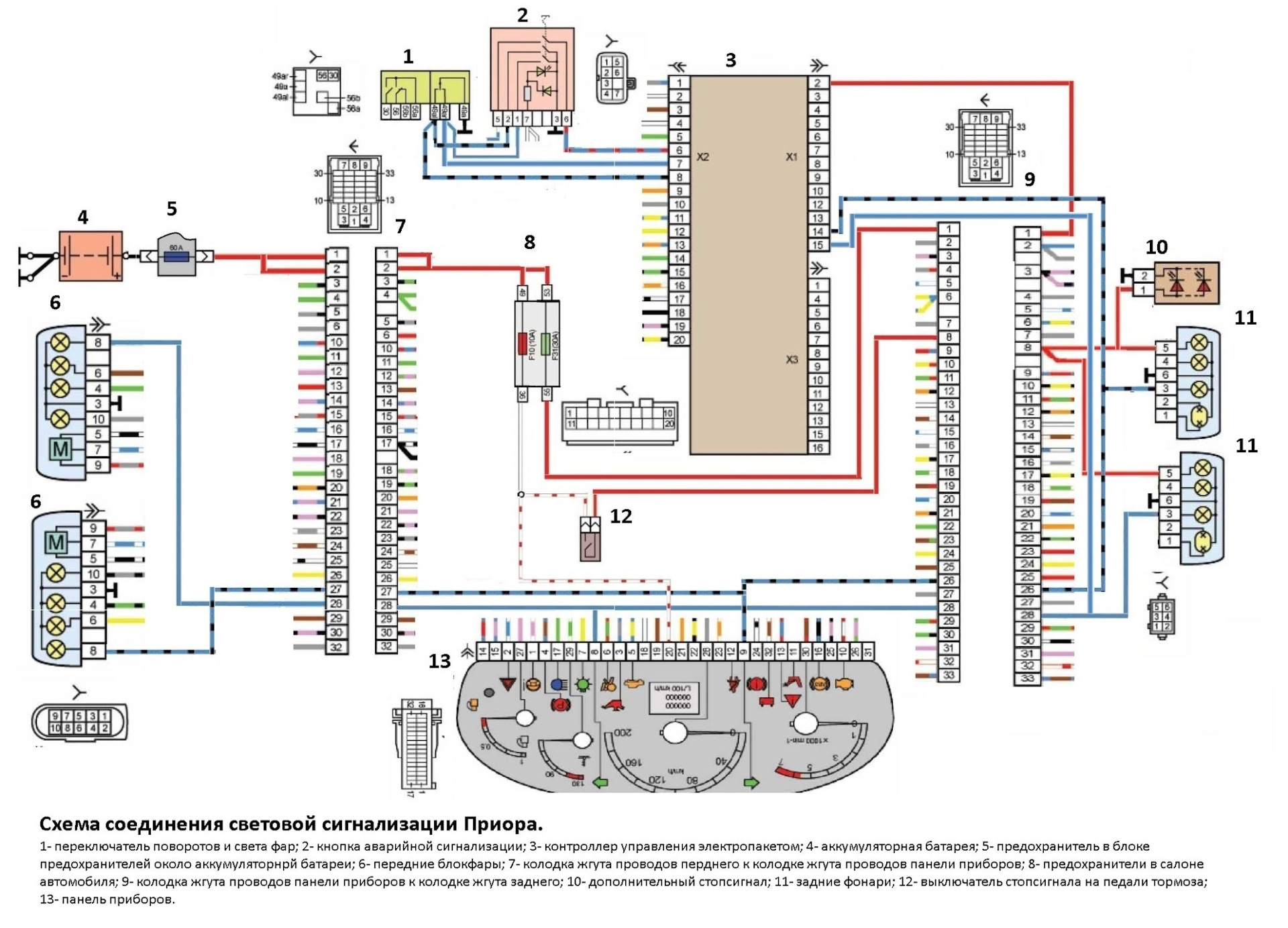 Схема проводки приора люкс 2012 года