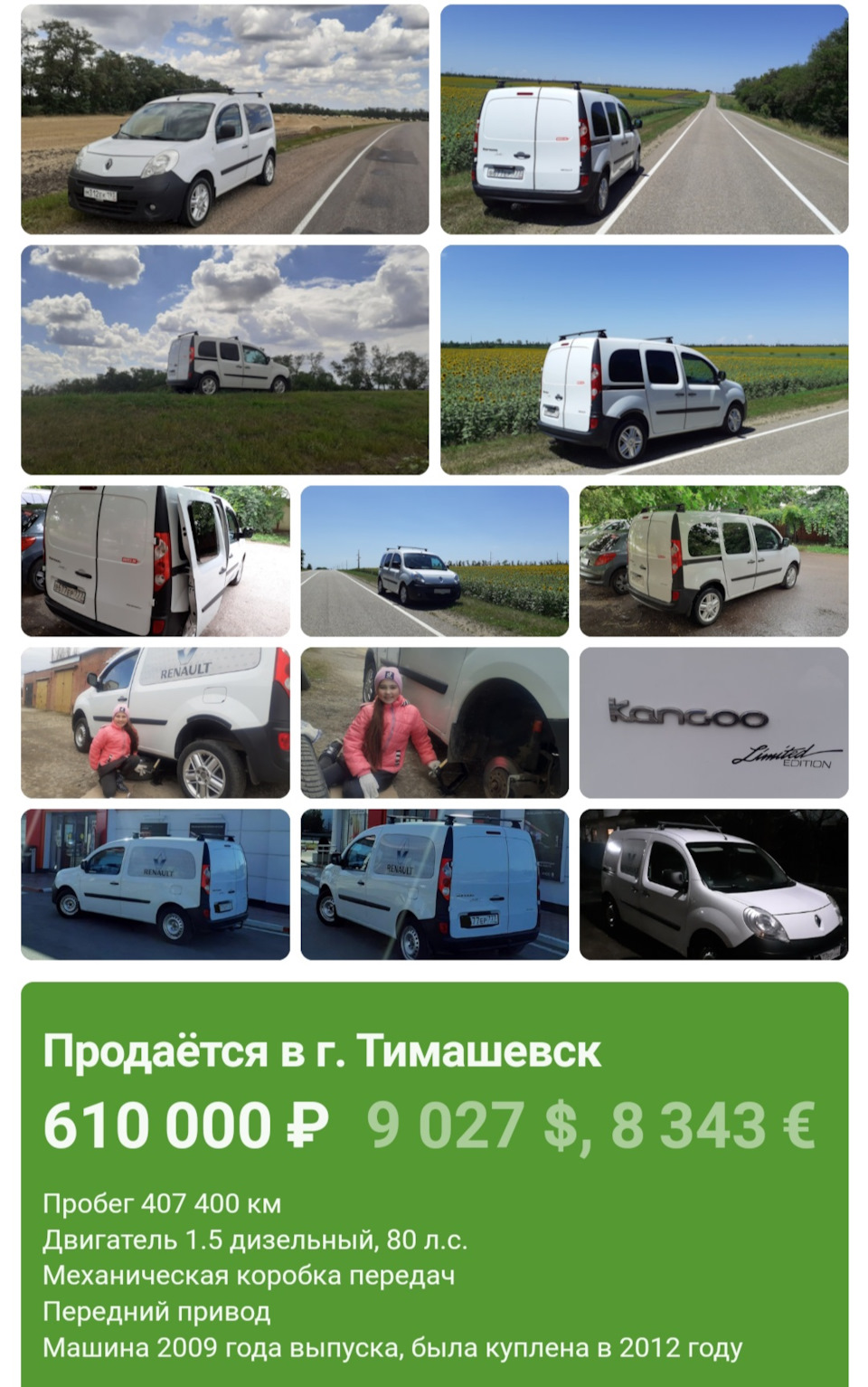 🇲🇫 Весёлый фургончик в продаже! — Renault Kangoo (2G), 1,5 л, 2009 года |  продажа машины | DRIVE2