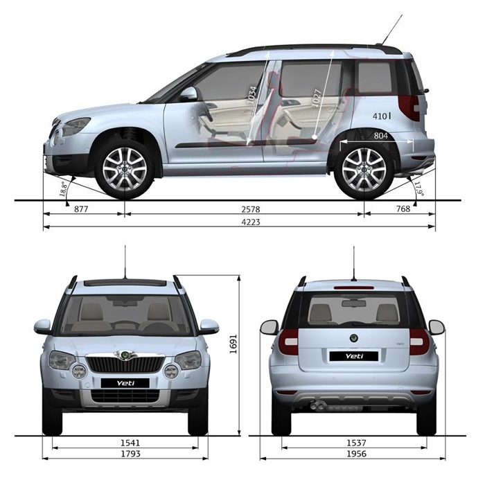 Характеристики йети. Шкода Йети габариты. Skoda Yeti габариты. Шкода Йети дорожный просвет 2015. Габариты машины Шкода Йети.