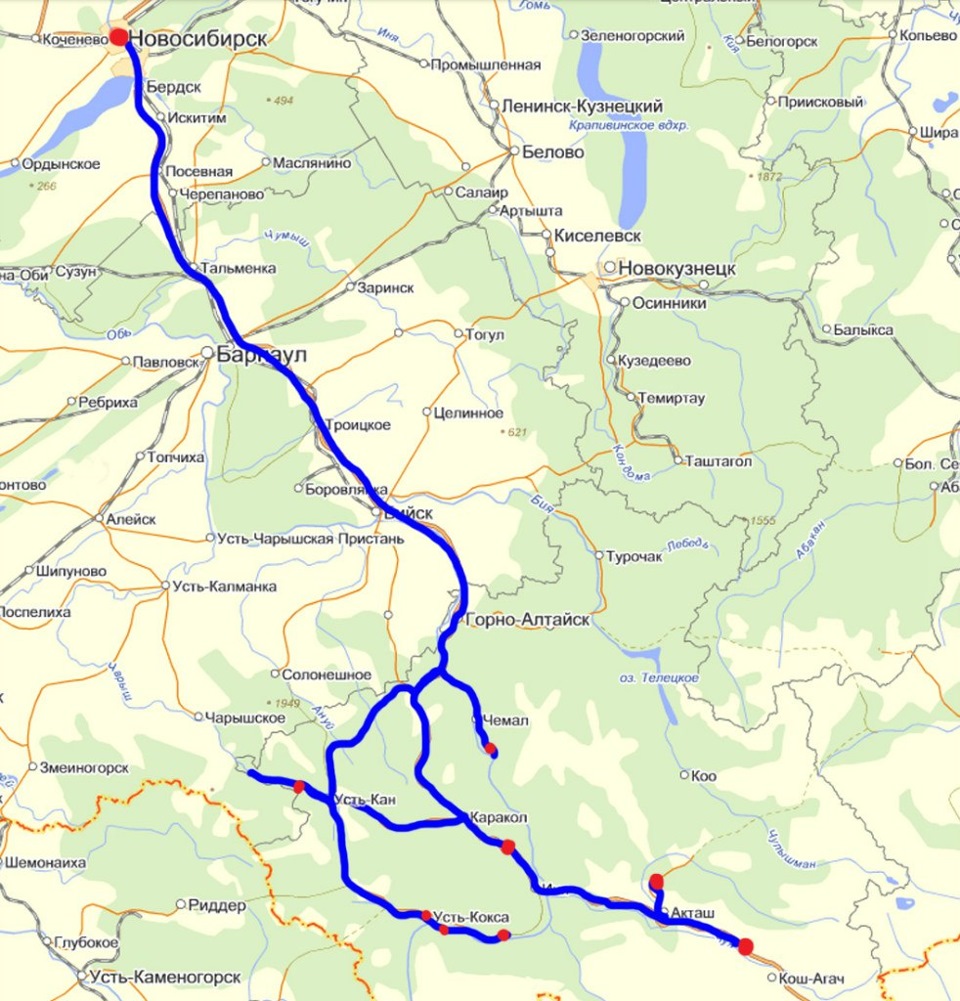 Новосибирск алтай. Трасса м52 Чуйский тракт на карте. Чуйский тракт на карте Новосибирск. Дорога от Новосибирска до горного Алтая. Дорога от Новосибирска до Чемала.