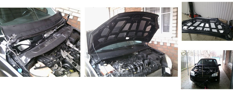 Шаг 3.2 Моторный отсек: шумка; амортизатор капота; паук выхлопной 4-2-1 ...