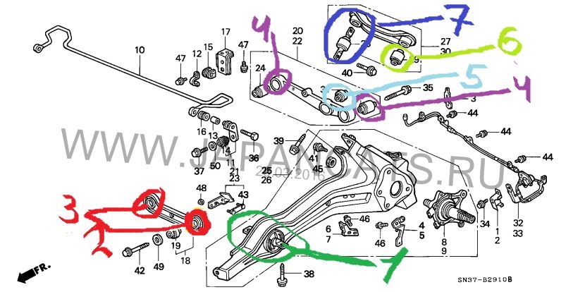 Задняя подвеска хонда срв 2 поколения схема