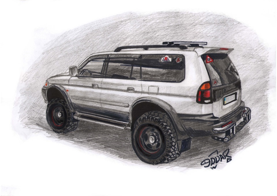 Как нарисовать mitsubishi pajero