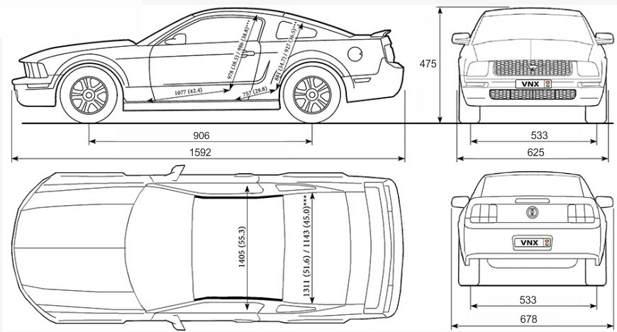 Чертеж ford mustang