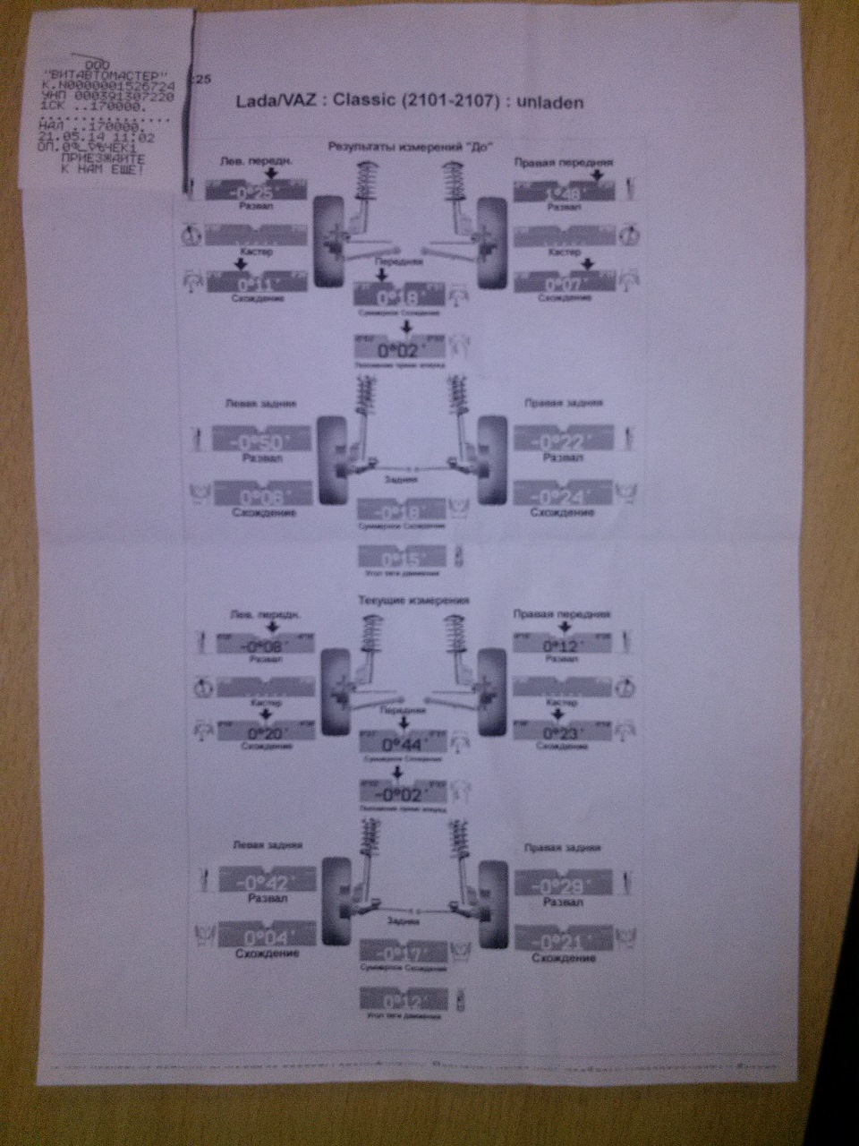 Компьютерный развал схождение колес — Lada 2101, 1,2 л, 1980 года ...