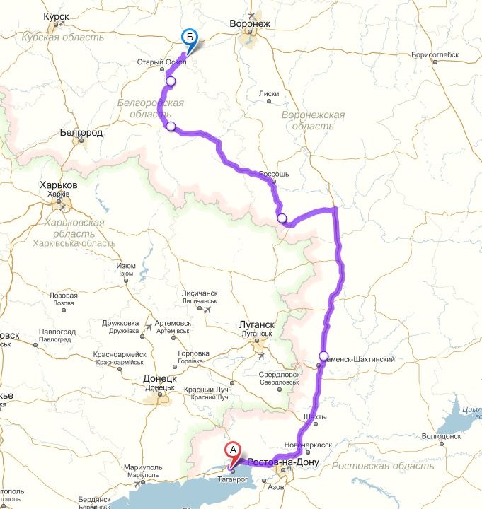 Карта курской белгородской брянской воронежской обл