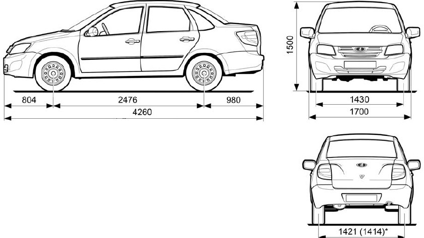 Размеры и вес Лада Гранта. Все характеристики: …