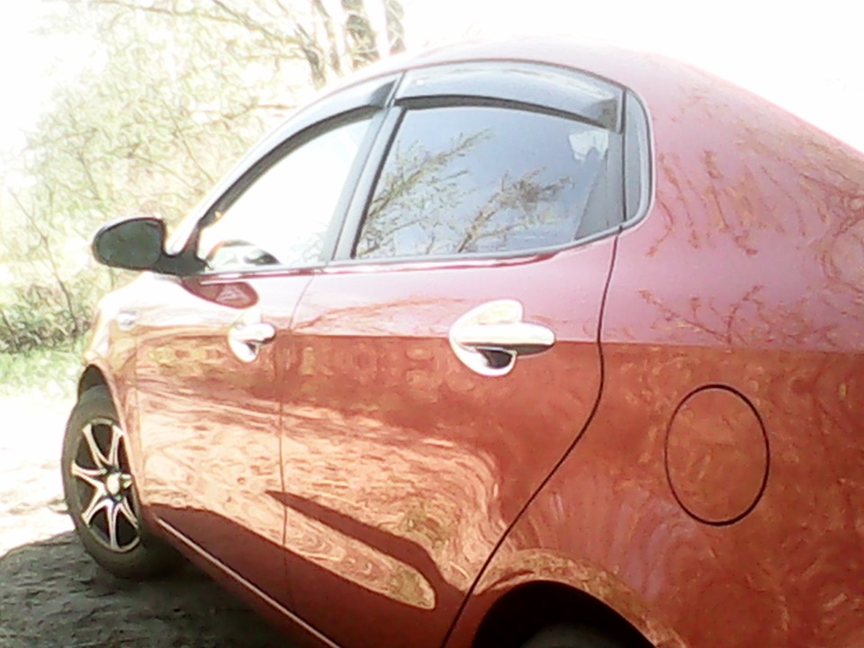 Хром дверных ручек+дкфлекторы окон (ветровики) — KIA Rio (3G), 1,6 л ...