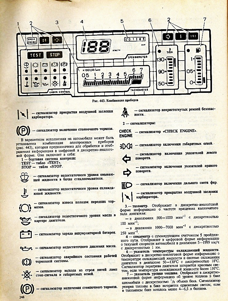 Схема приборов ваз 2109 инжектор