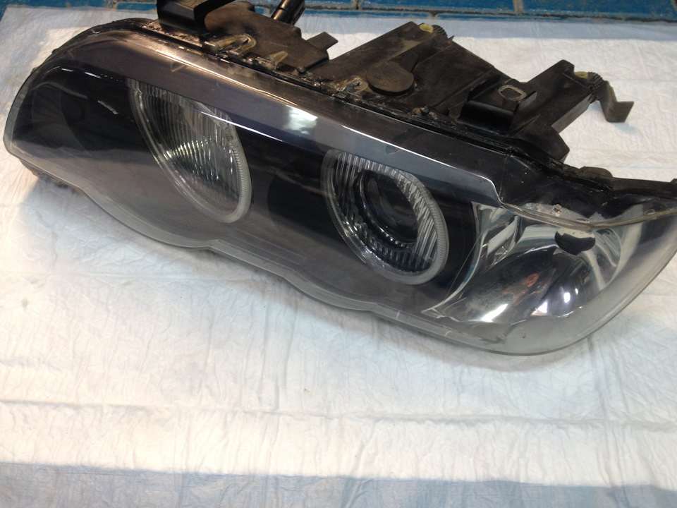 Ангельские глазки желтого цвета, покрытие лаком фар и полировка. — BMW ...