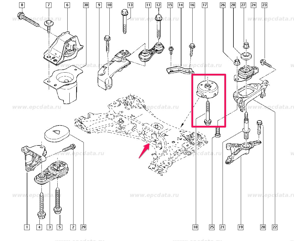 Подрамник рено меган 2 схема