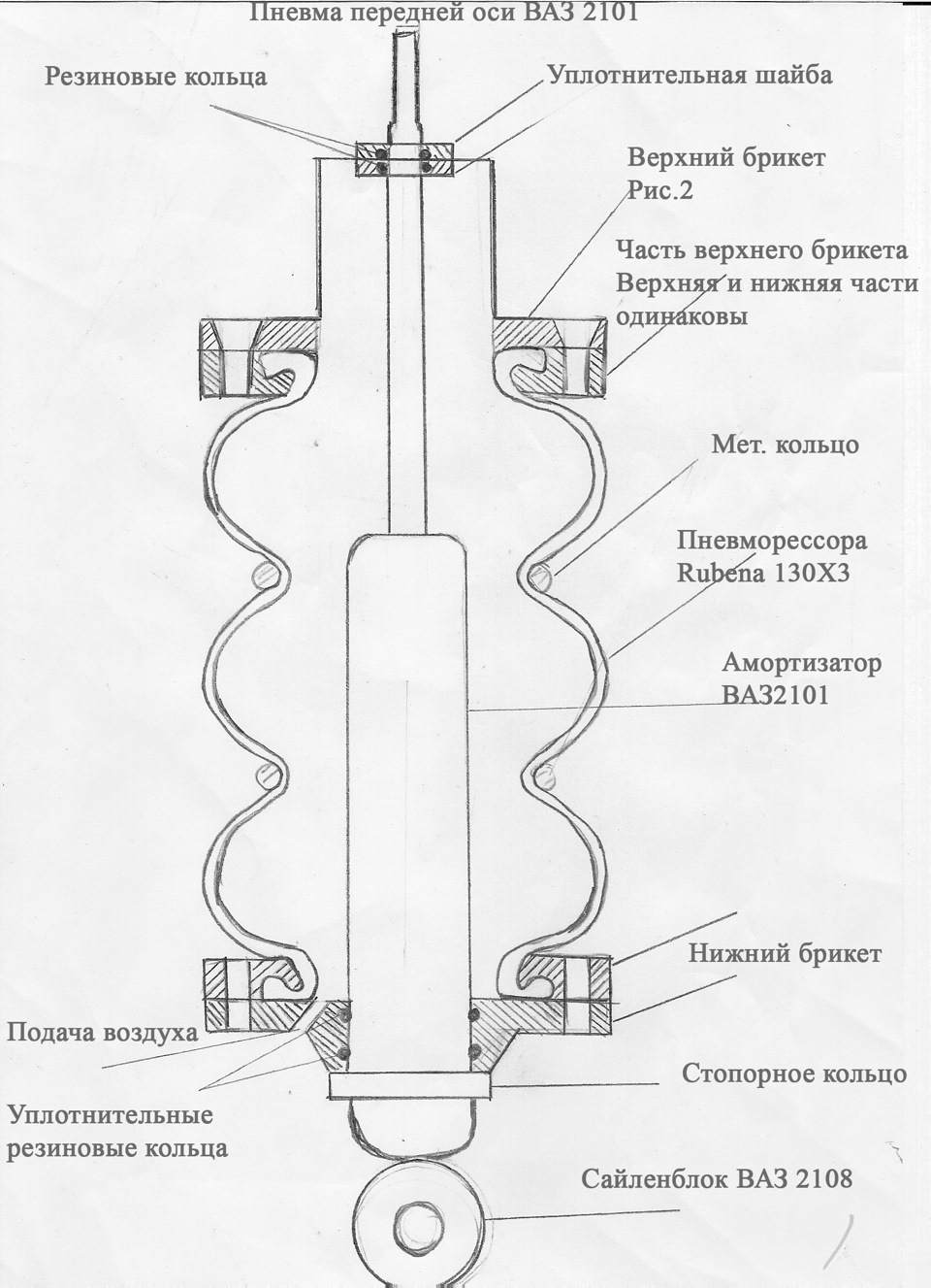 Амортизатор задний 2101 схема