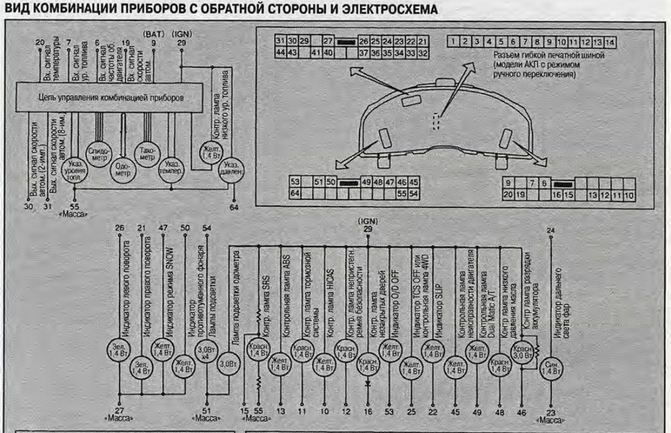 Схема комбинации приборов ланос