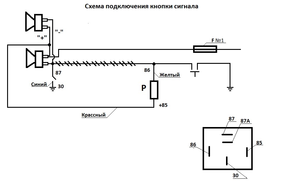 Схема сигнал 7. Кнопка сигнала схема. Кнопка сигнала подключение. Как подключить кнопку сигнала. Схема ЭУР Калина 1.