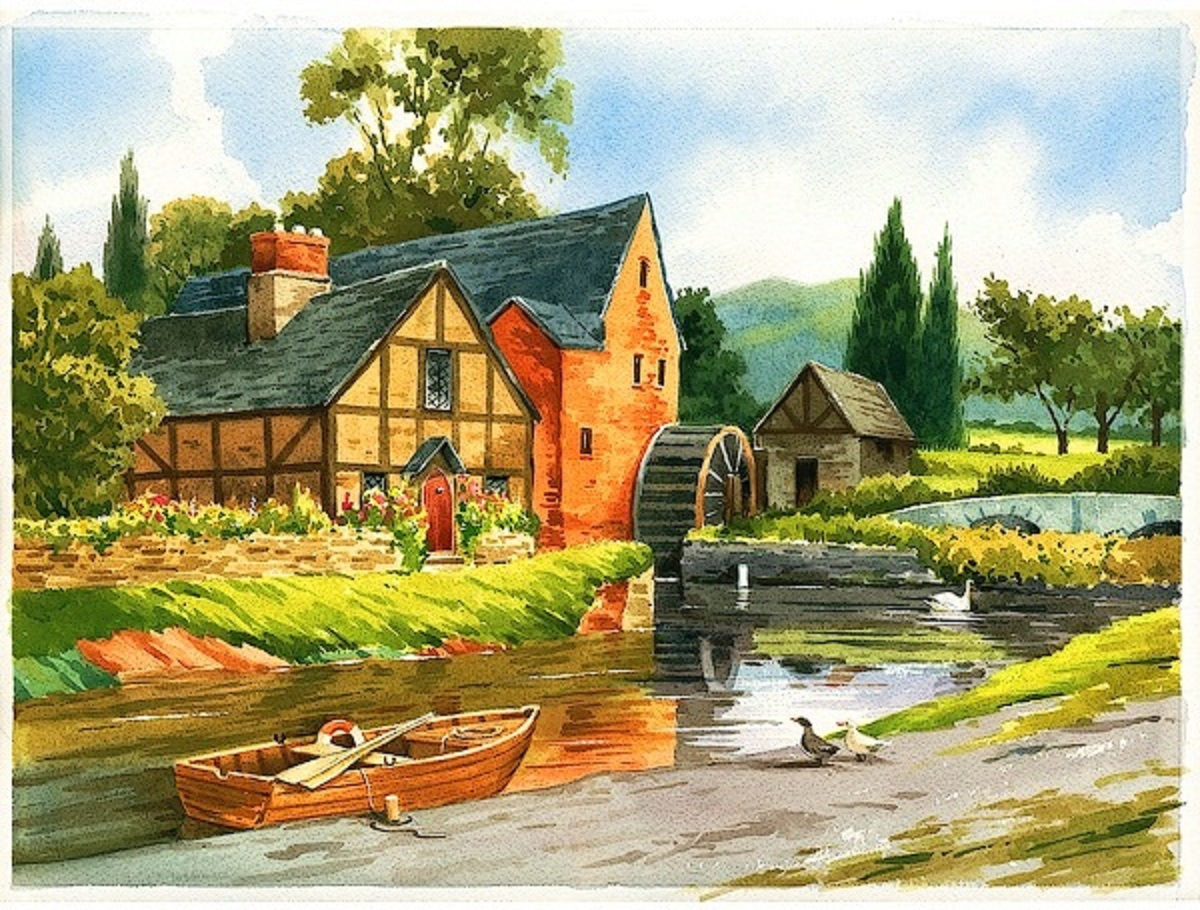 Картины с изображением водяной мельницы