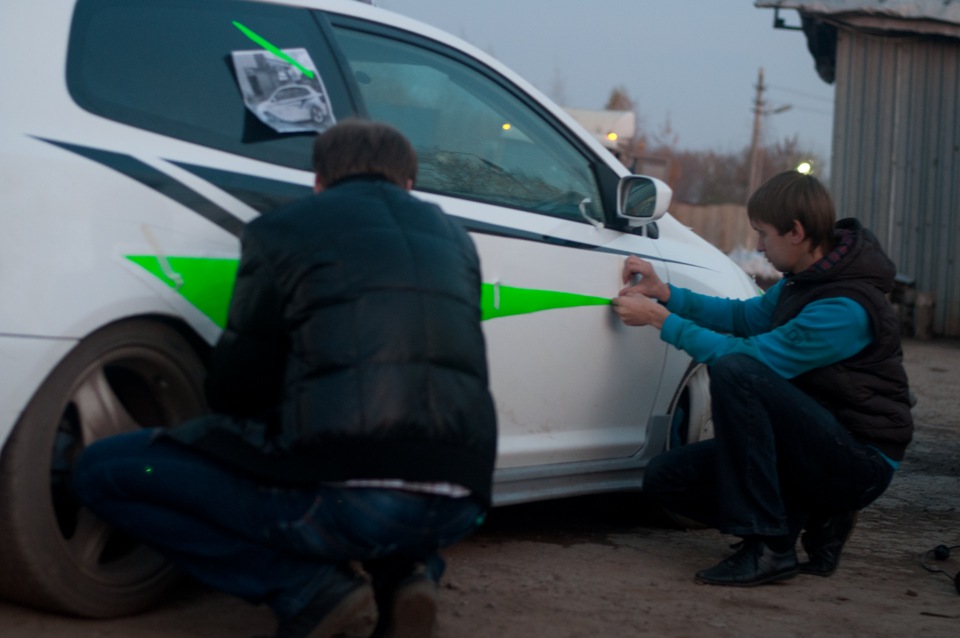 Оклейка виниловой пленкой белого) — Honda Civic Si (5G), 2 л, 2002 года ...