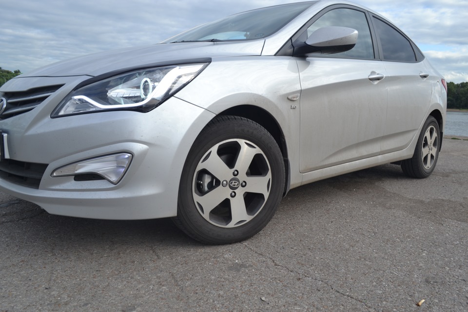 Фото оптики + "Реснички" — Hyundai Solaris (1G), 1,6 л, 2015 года ...