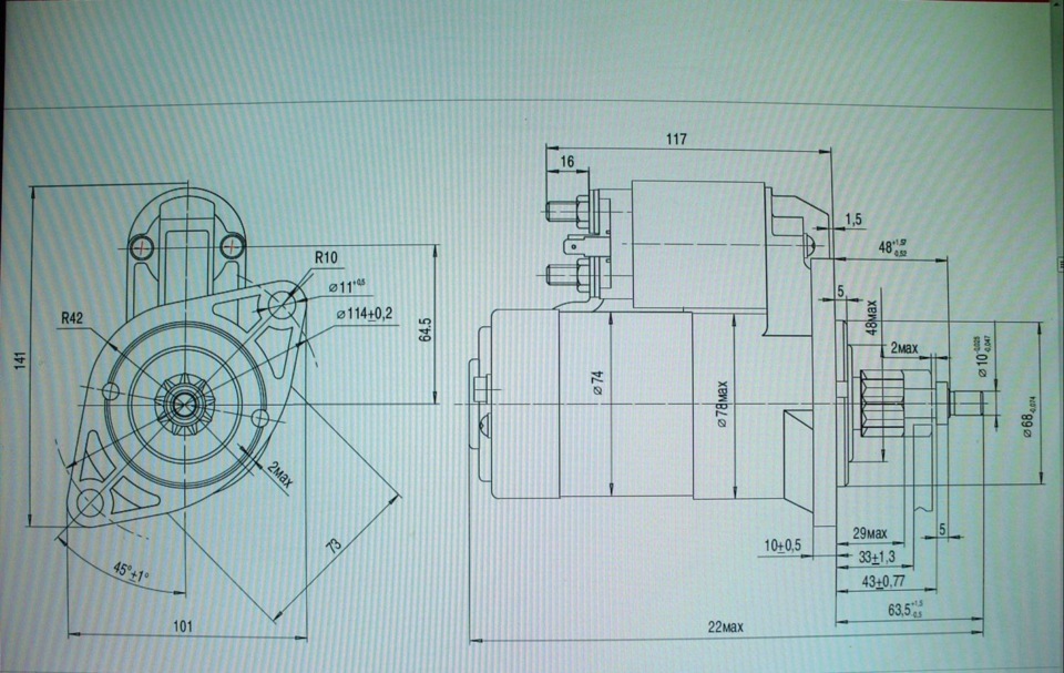 Стартер ваз чертеж