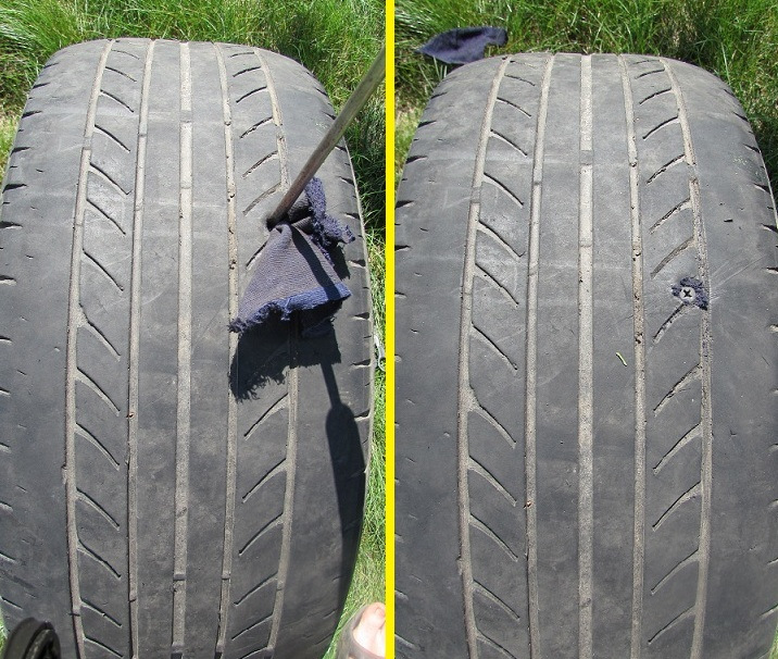 Ремонт бескамерной шины в полевых условиях. — Audi A6 Avant (C5), 2,5 л ...