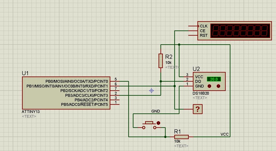 Часы на attiny13 схема