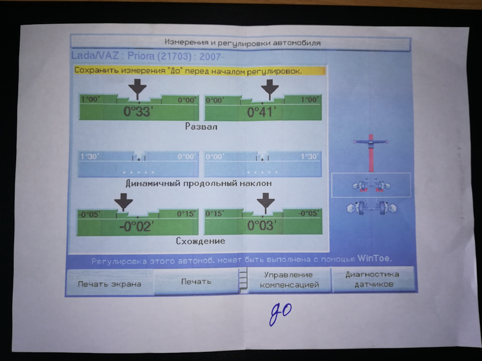Развал/Схождение — Lada Приора хэтчбек, 1,6 л, 2010 года | визит на ...