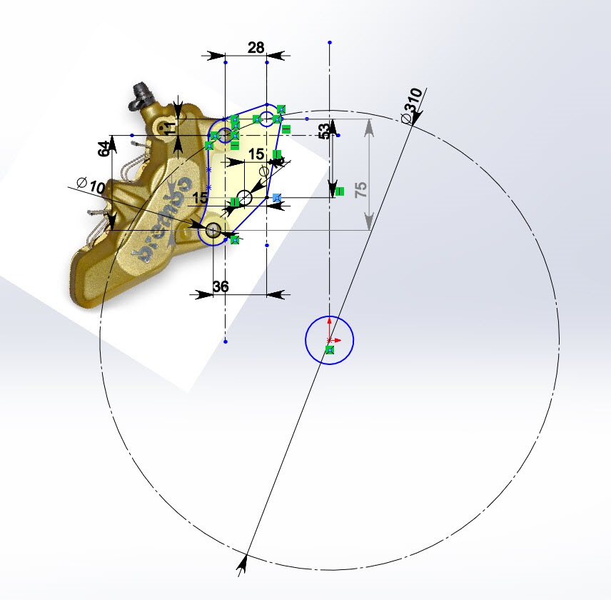 Чертеж суппорта brembo