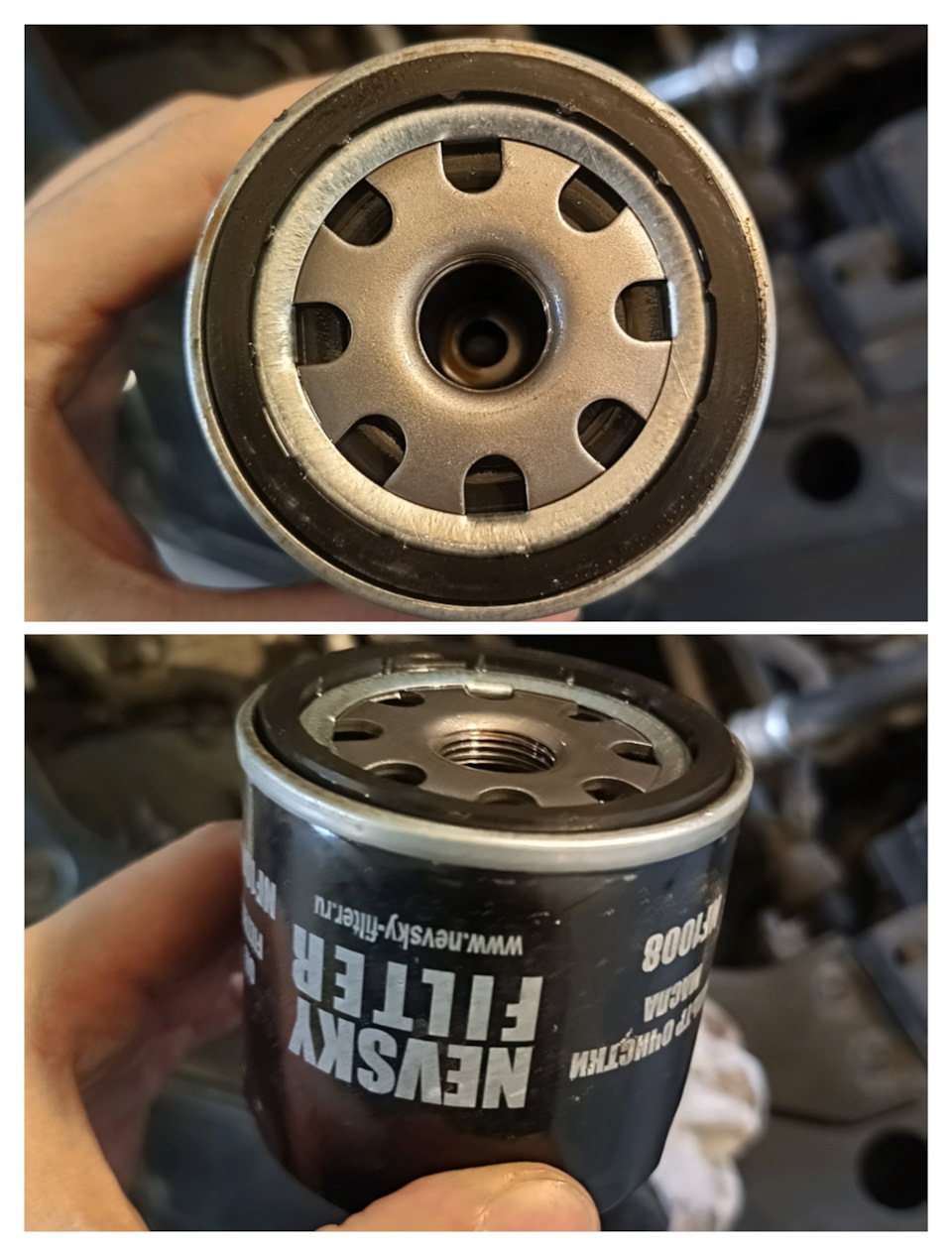 Снятый протёртый старый Nevsky Filter NF1008 — Volkswagen Tiguan (2G). Запчасти на фото: NF1008