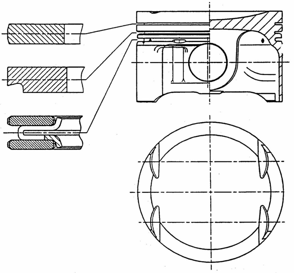 Чертеж поршневого кольца