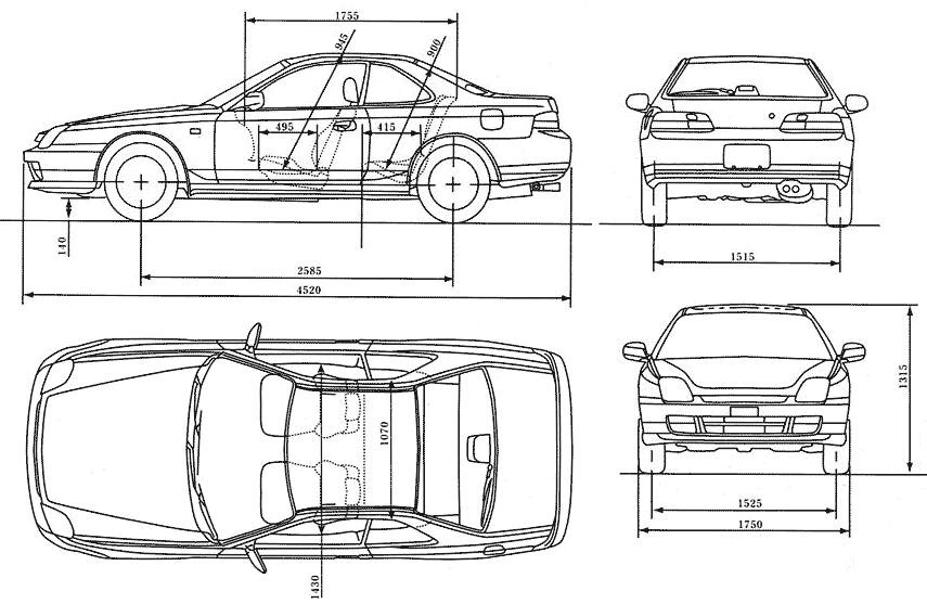 Чертеж honda prelude