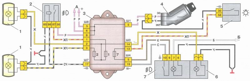 Схема противотуманных фар ваз 2115 инжектор
