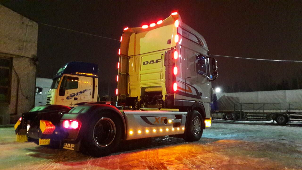 Камаз тюнинг кабины снаружи светодиодные фонари DAF xf 105-460 SUPER SPACE МОЩЬ МОЩЬ на DRIVE2