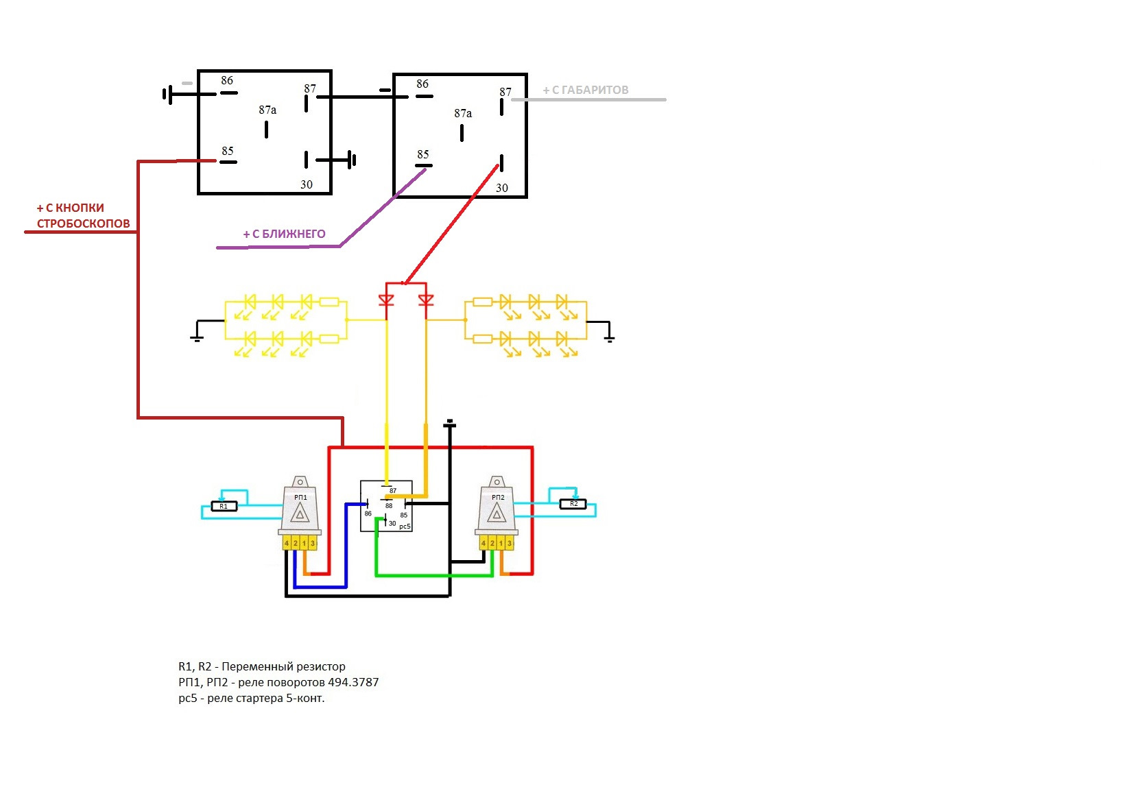 Схема подключения стробоскопов
