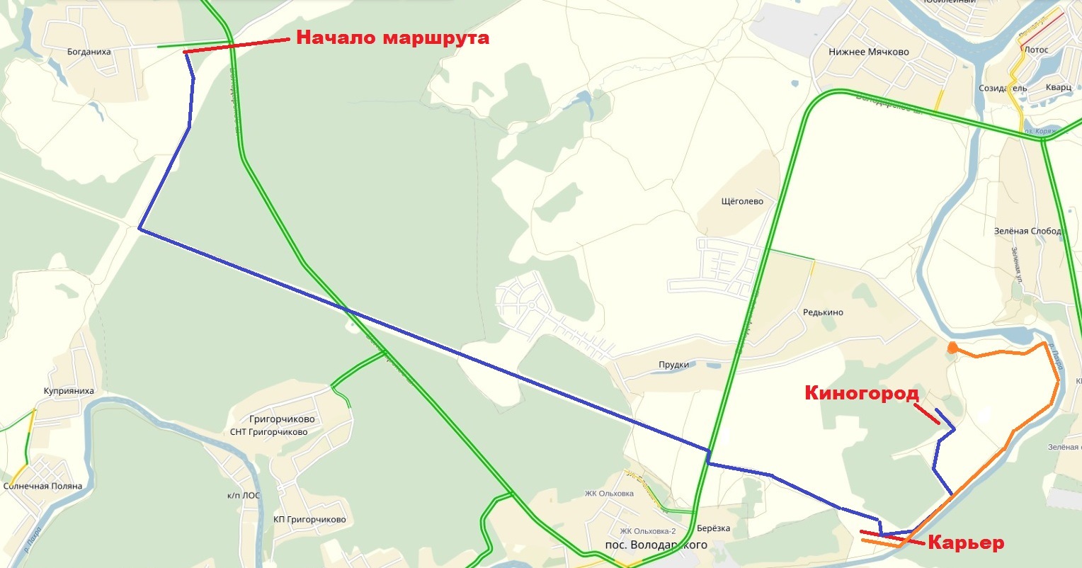 Другое начало маршрута. 374 Заезд маршрут в голубое фото.