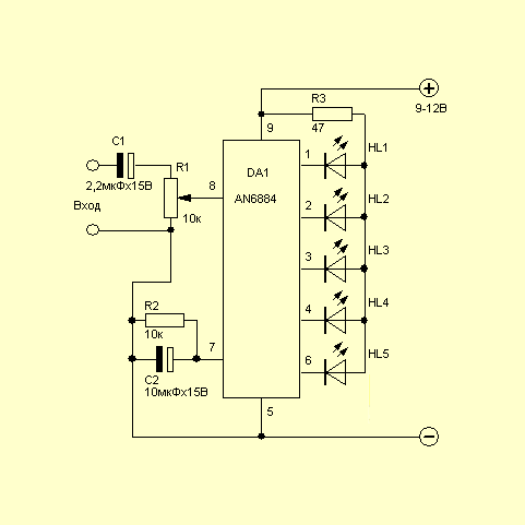 Ка2284 индикатор уровня сигнала схема