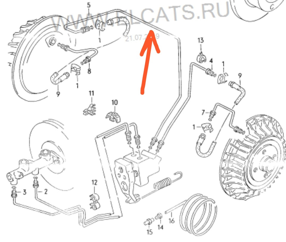 Ауди 80 расположение тормозных трубок