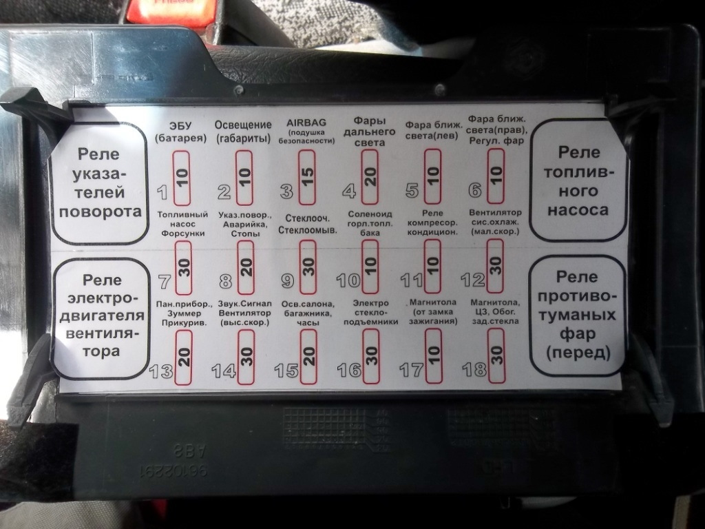 Daewoo nexia n150 схема предохранителей