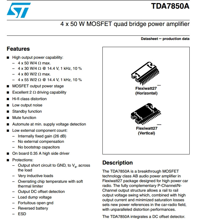 Tda7850 схема усилителя