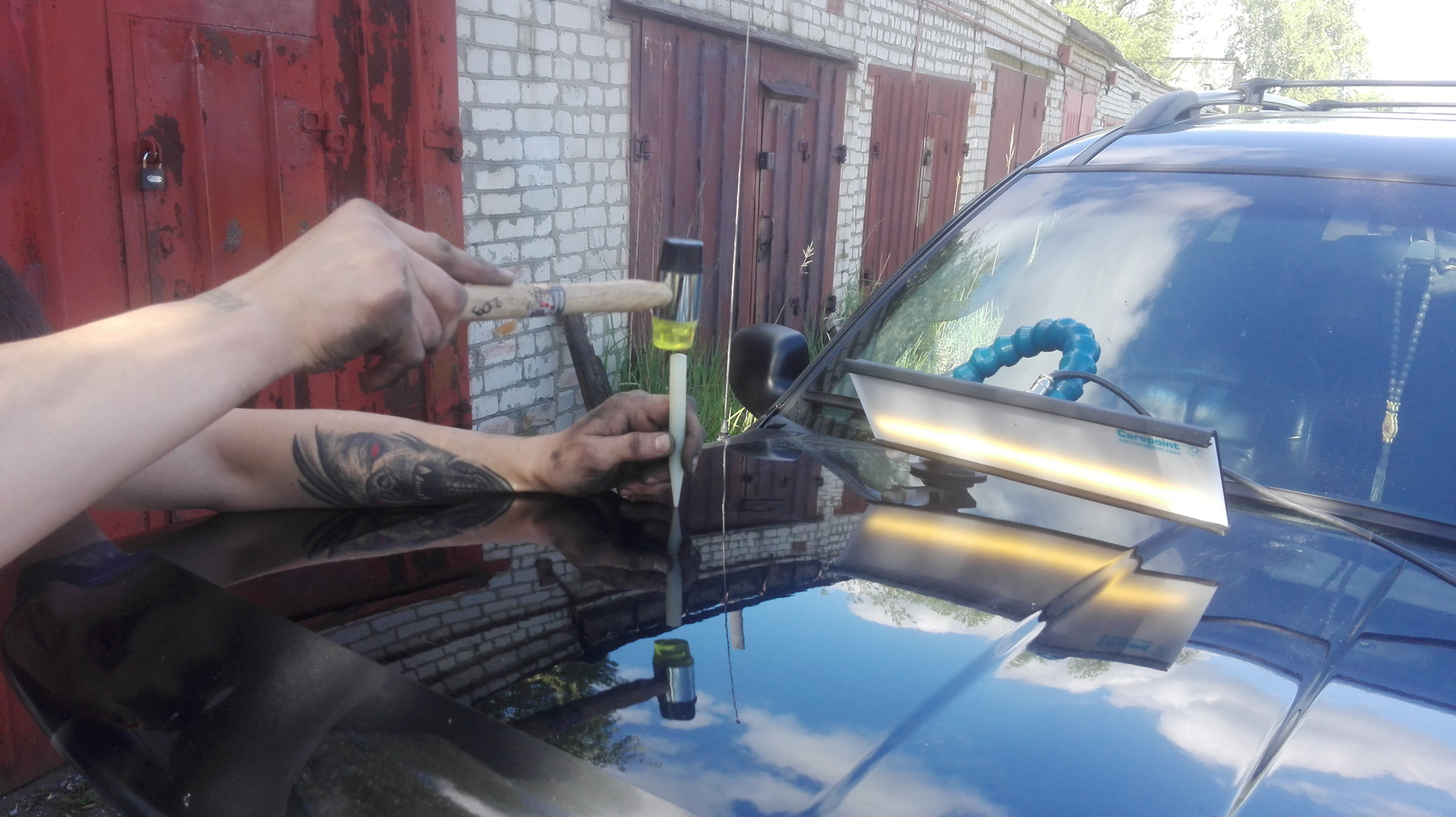 Удаление вмятин на капоте — Jeep Grand Cherokee (WJ), 4,7 л, 2002 года ...