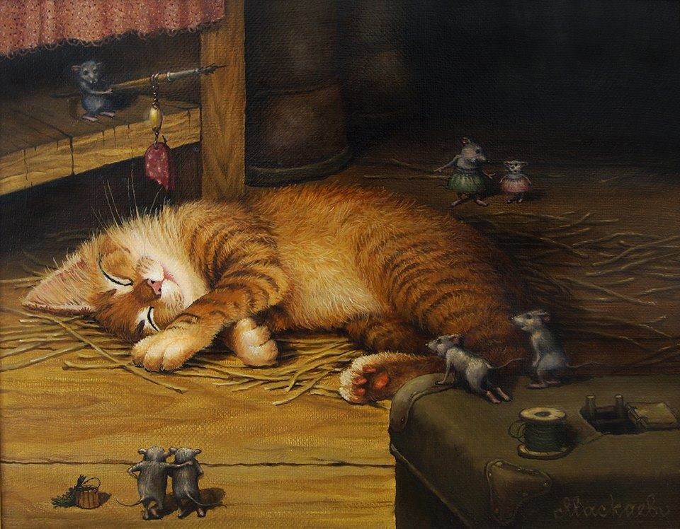 Картинка кошка с мышкой
