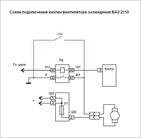 Принудительное включение вентилятора калина 1 схема подключения